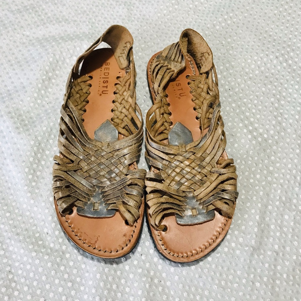 Bed Stu Woven Leather Sandals - Brown and Tan
